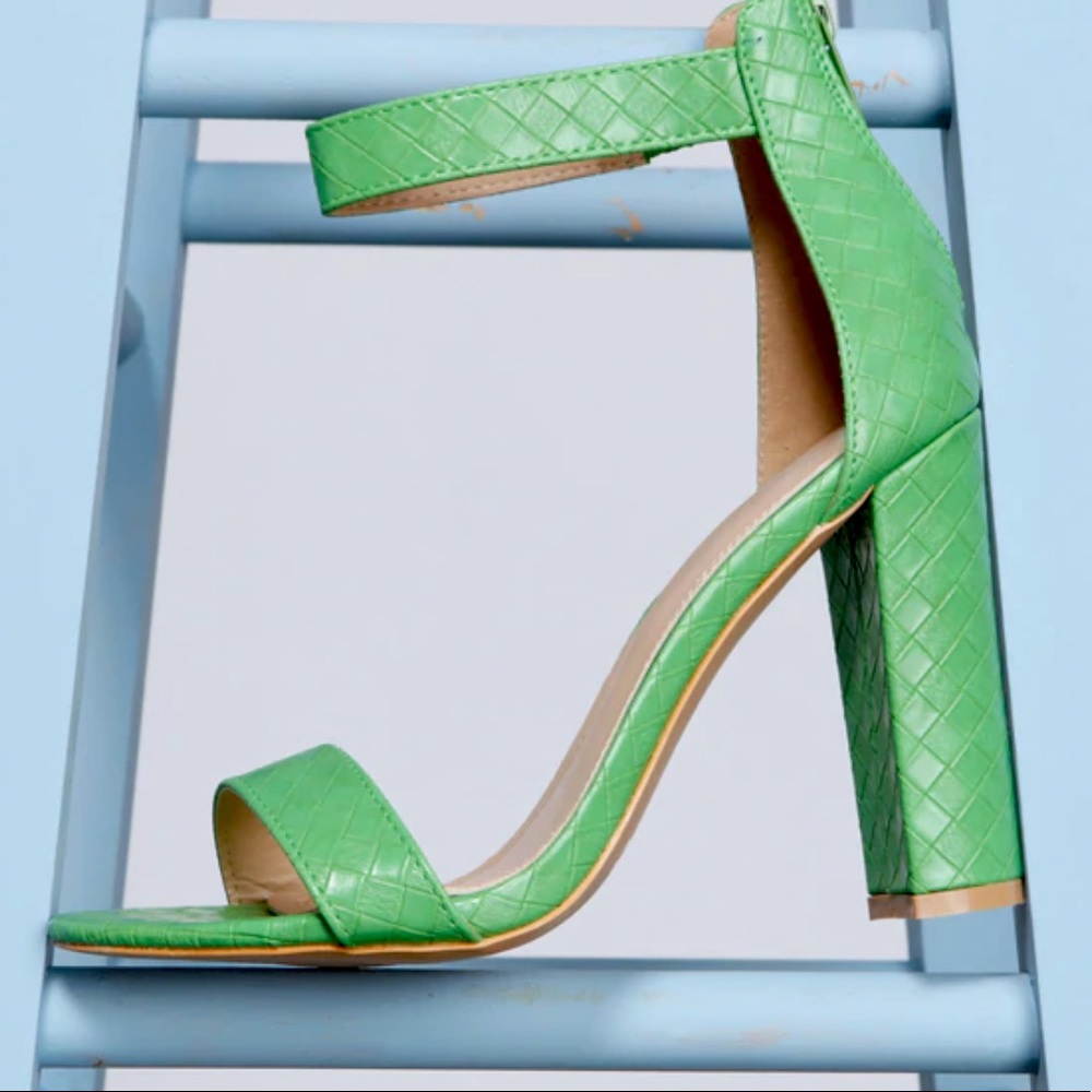 Faux Leather Croc Embossed Block Heels